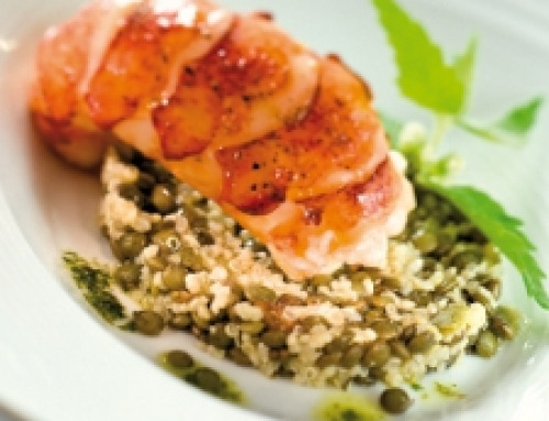 Queue de Homard snackée, taboulé de Lentilles vertes du Puy et Quinoa