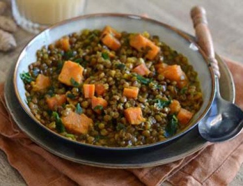 Lentils with carrots, sweet potatoes and ginger